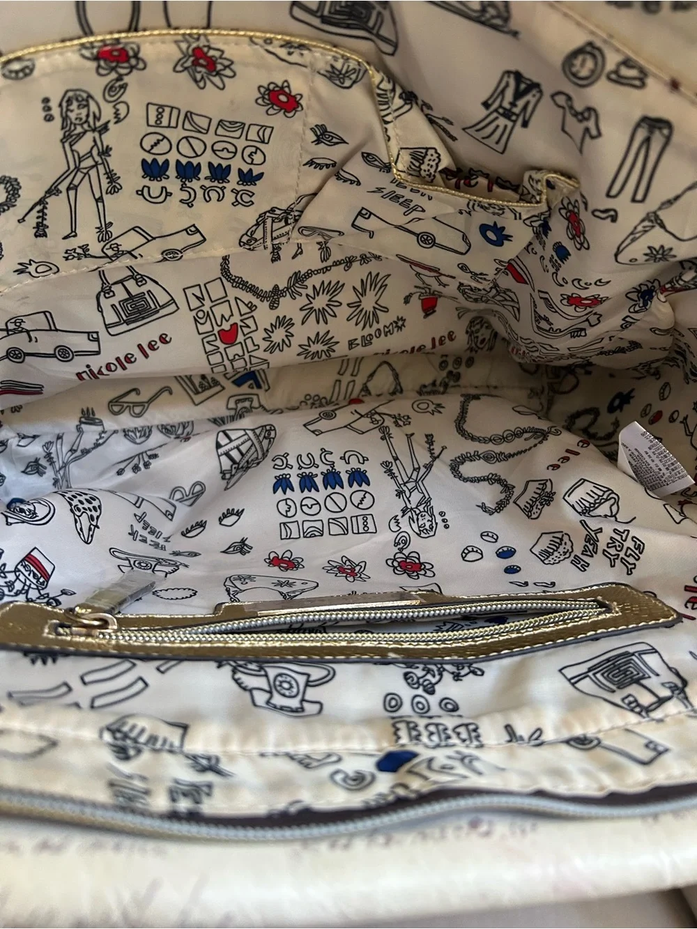 Nicole Lee Multicolor Printed Satchel with Brown Handles